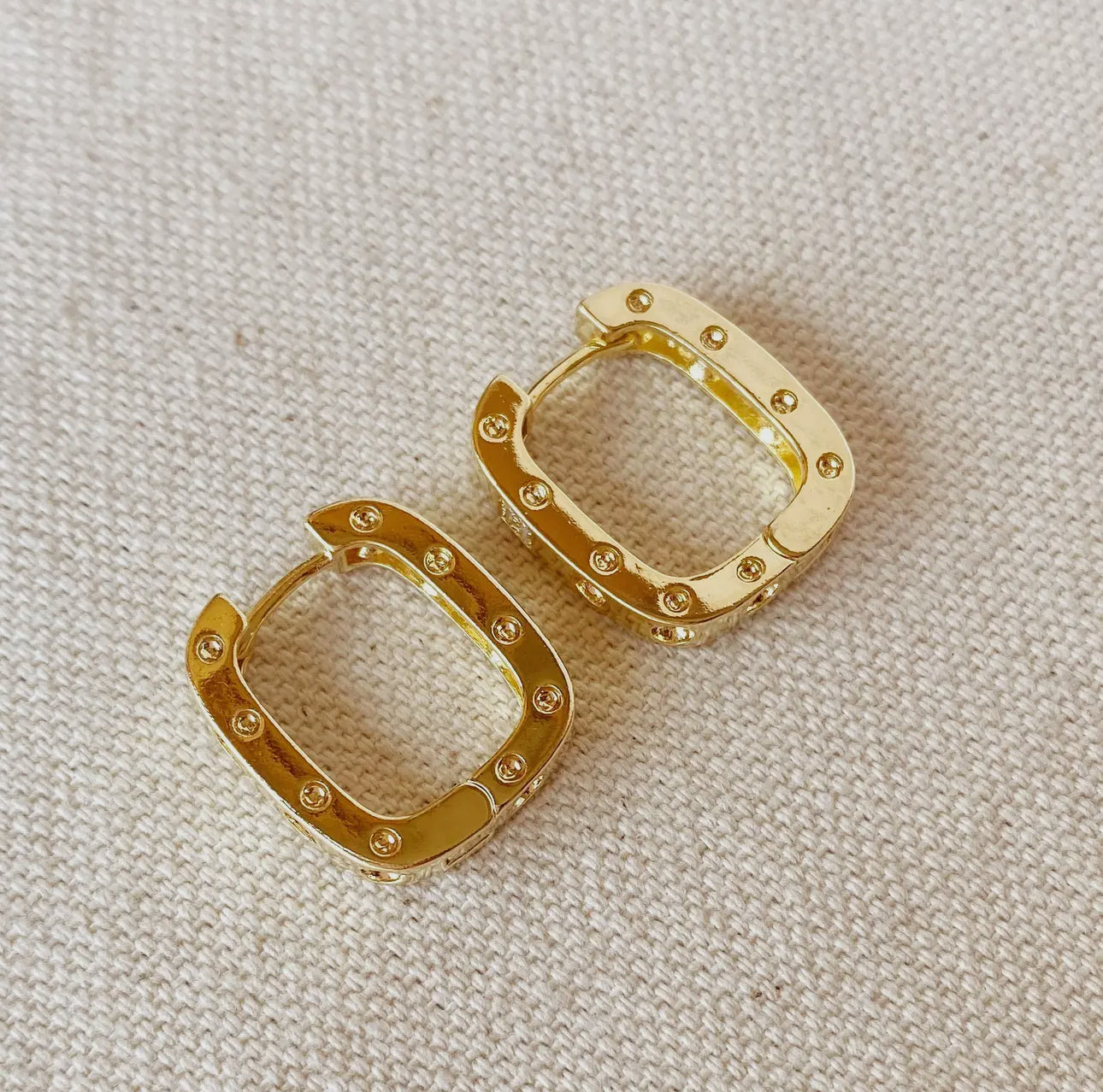 18k gold filled medium rectangular hoop earrings
