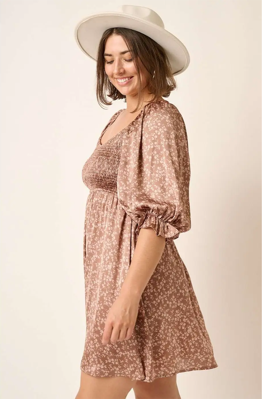 plus size floral smocked baby doll dress
