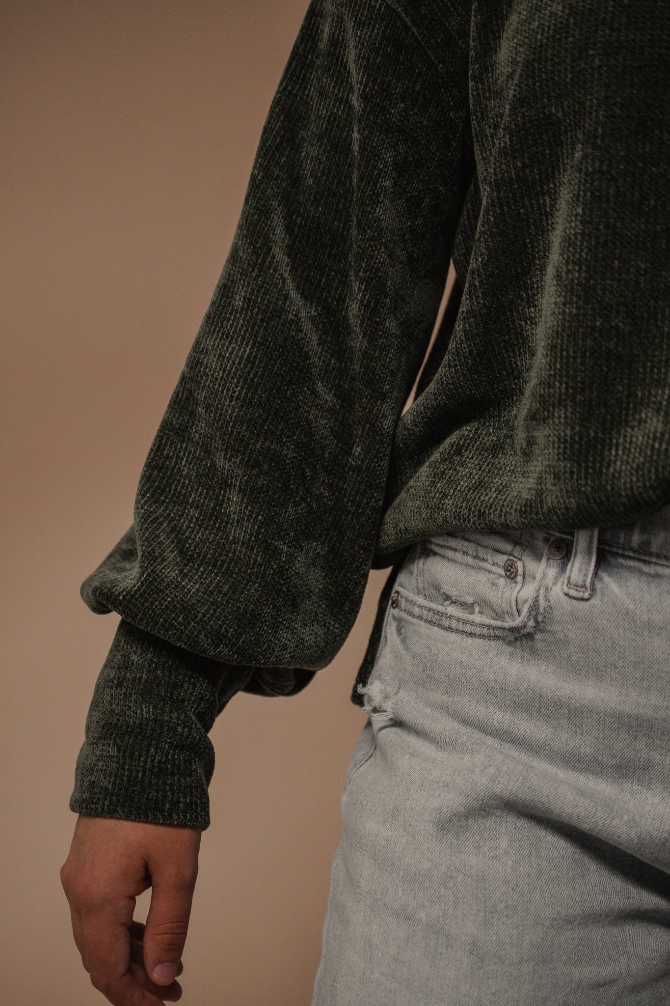 green chenille sweater