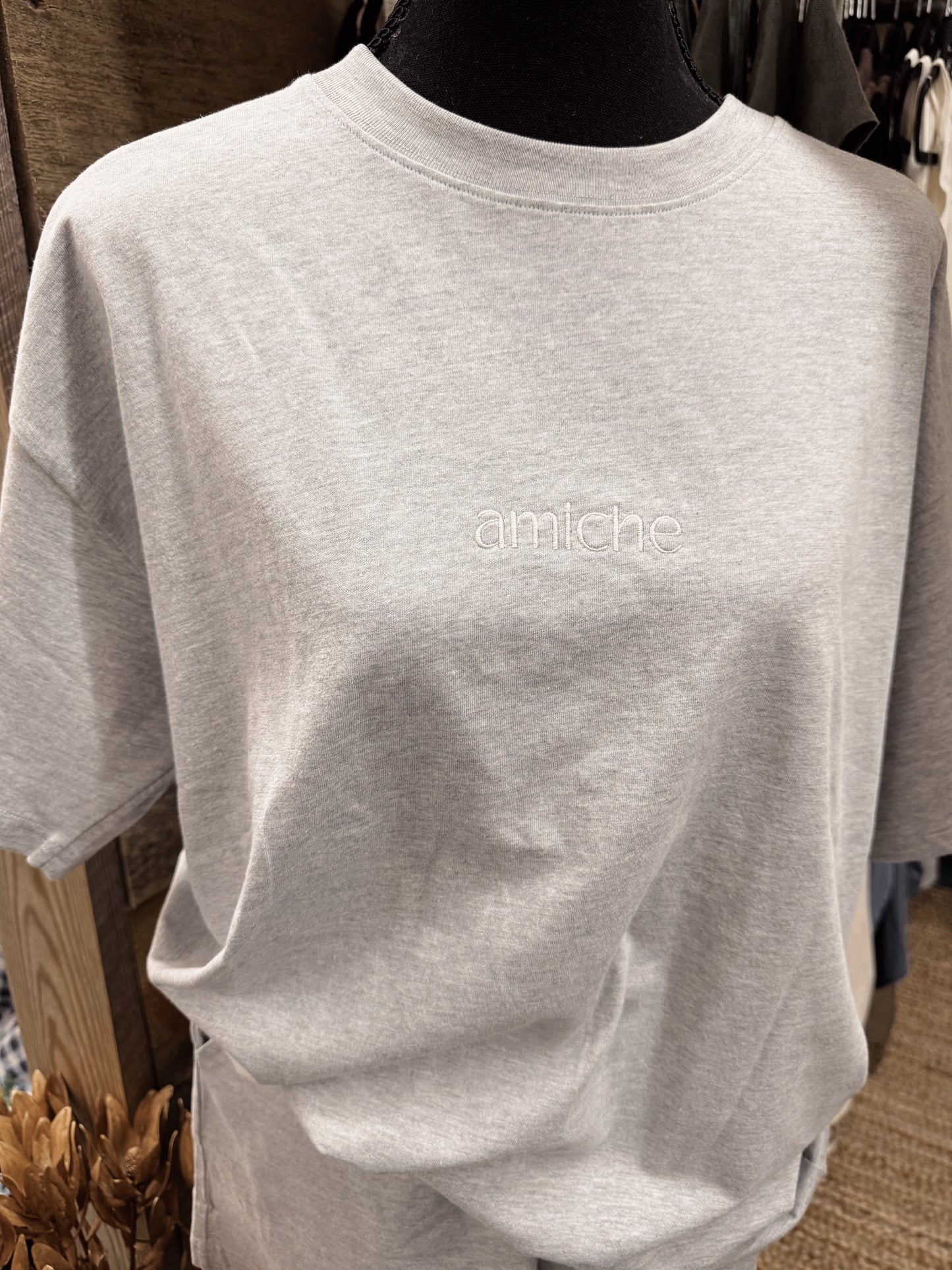 amiche gray tee & short set