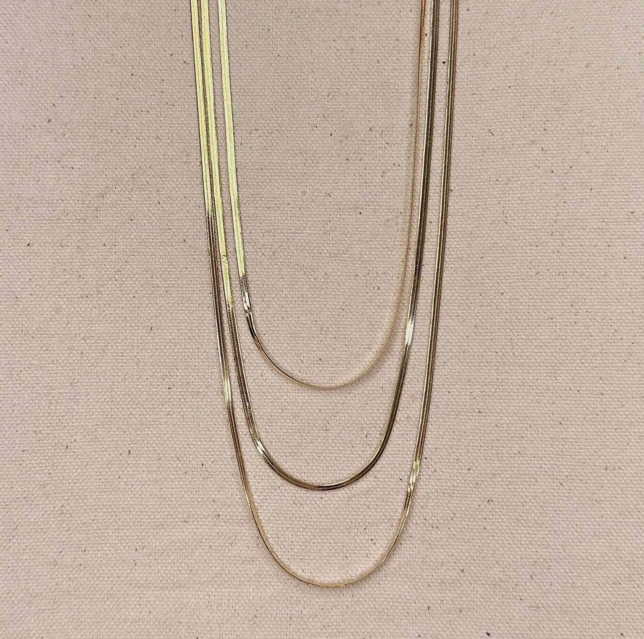 18k gold gilled thin herringbone chain