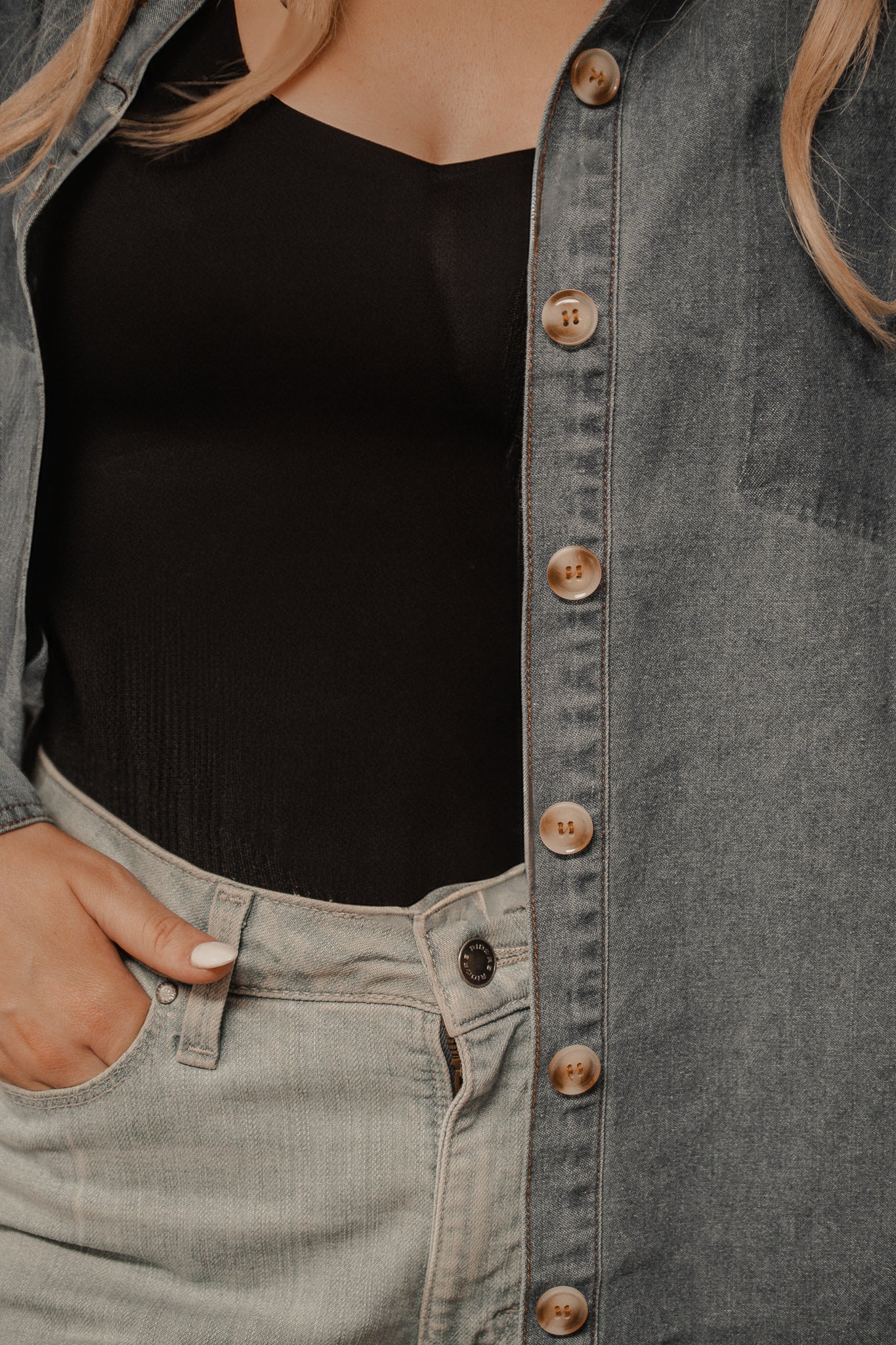 denim button down