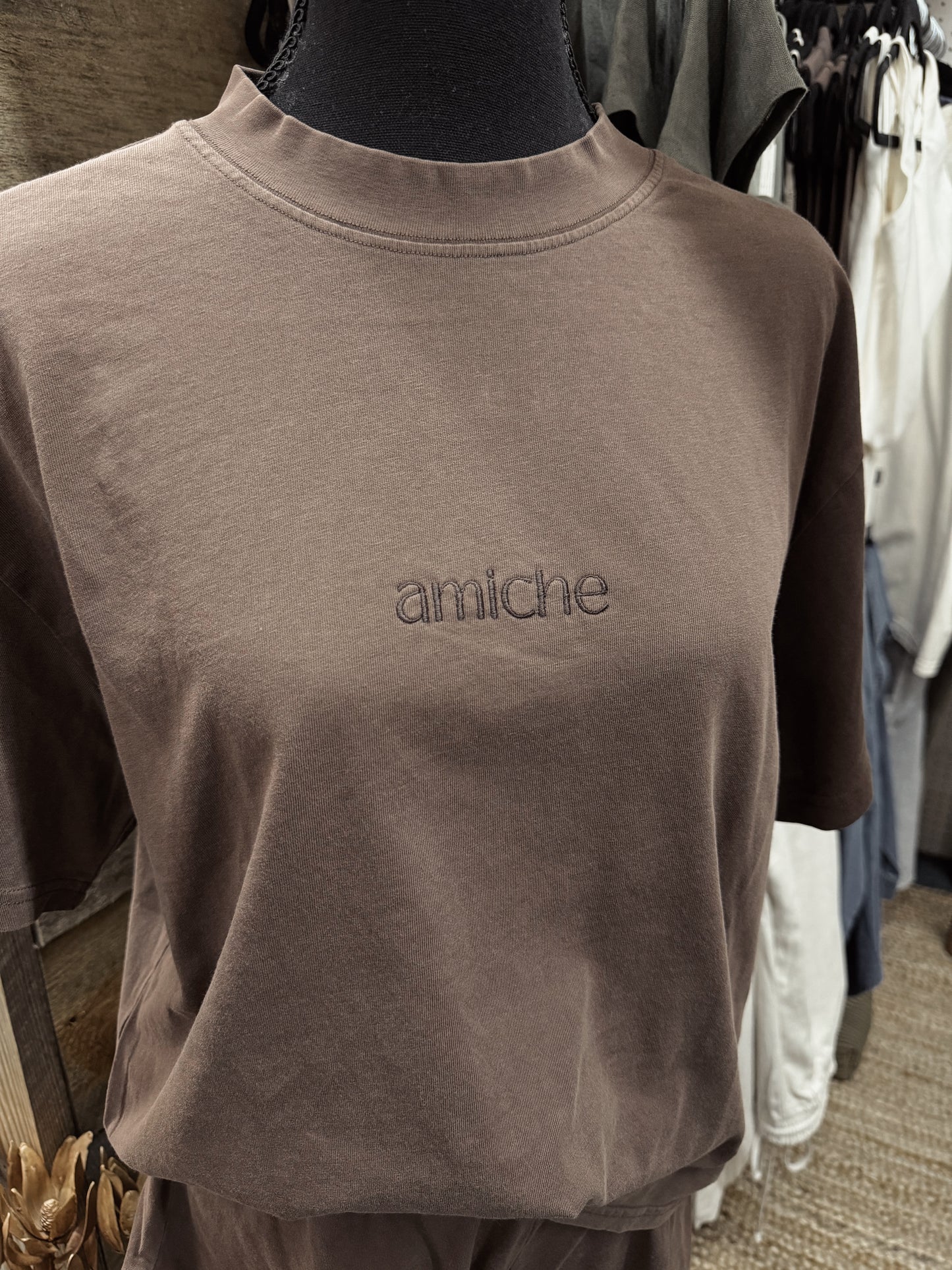 amiche mocha brown tee & short set
