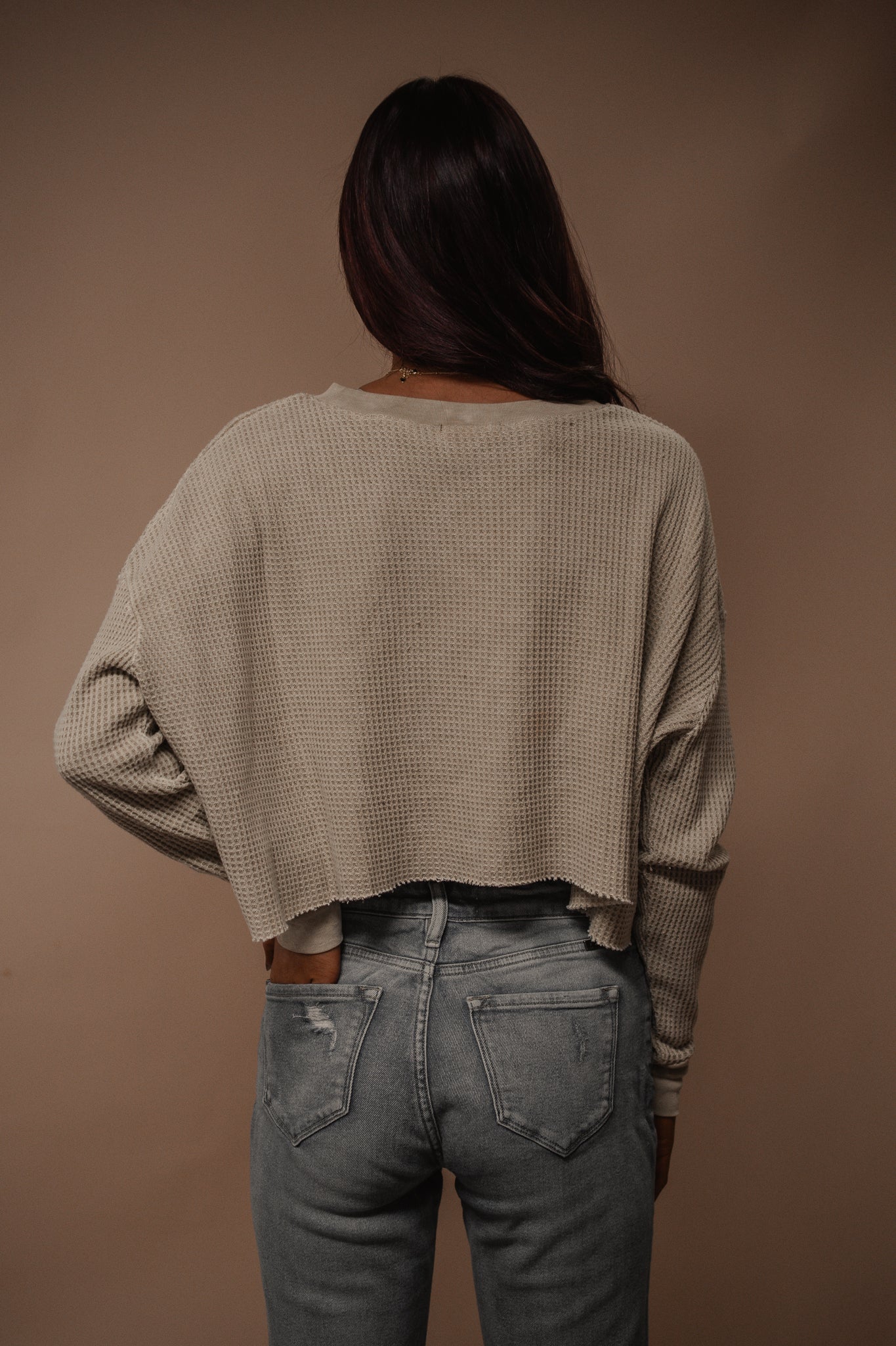 sage waffle crop top