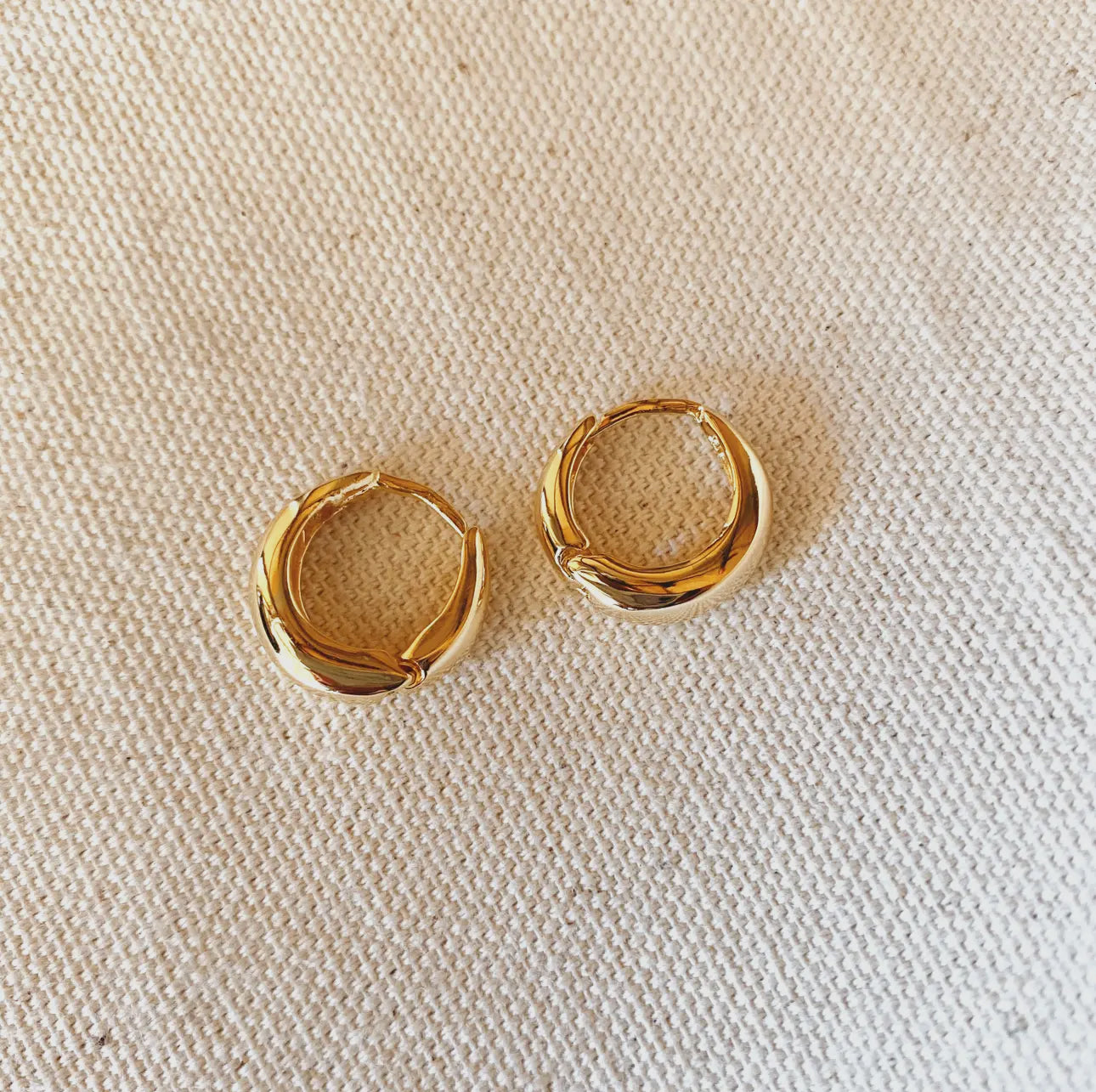 18k gold filled artisan style clicker hoop earrings