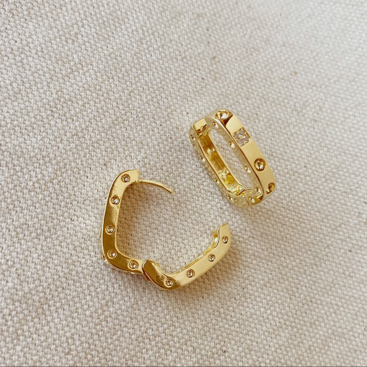 18k gold filled medium rectangular hoop earrings