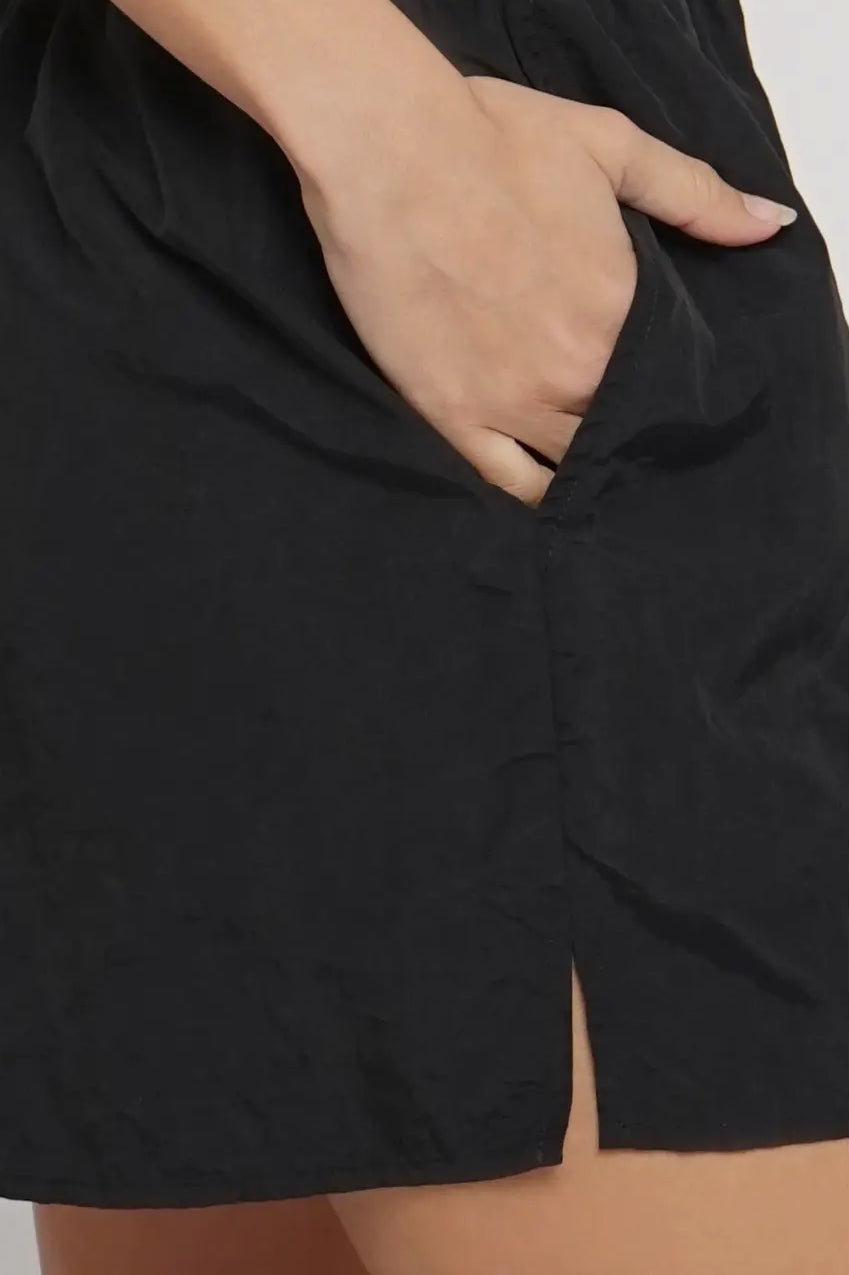 black nylon shorts