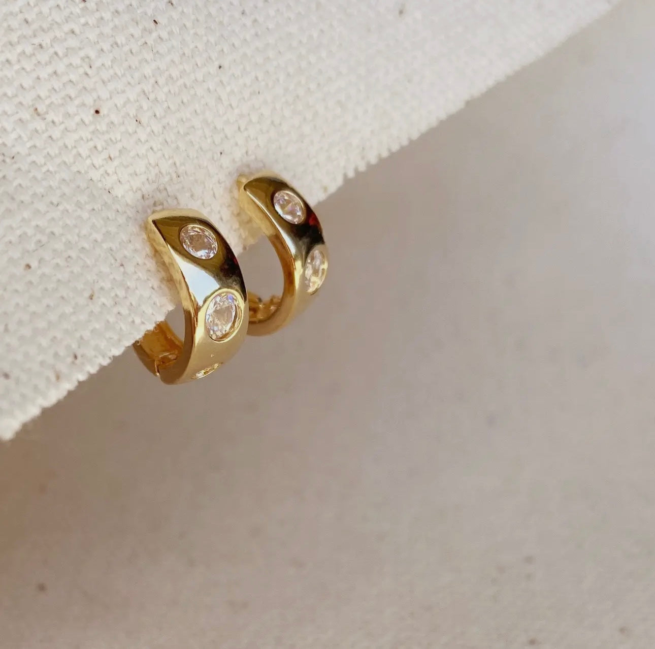 18k gold filled huggie hoop with diamonds
