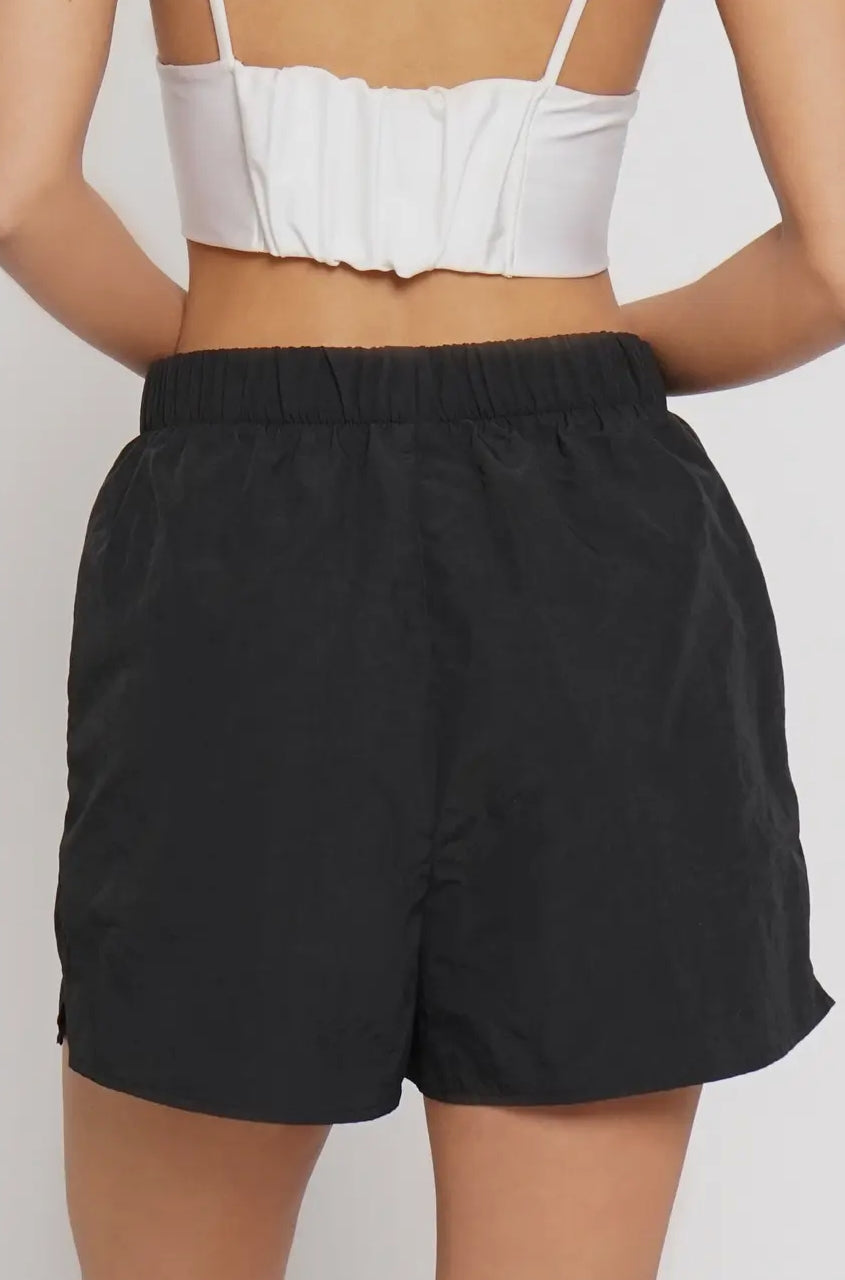 black nylon shorts
