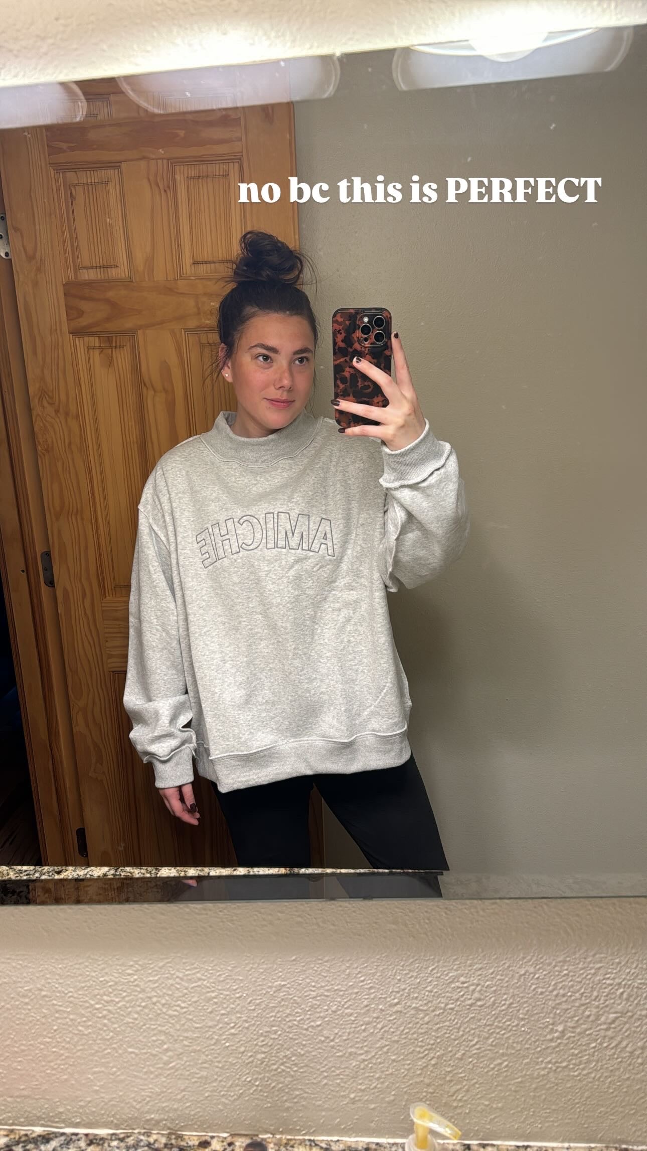 amiche gray mock neck sweatshirt