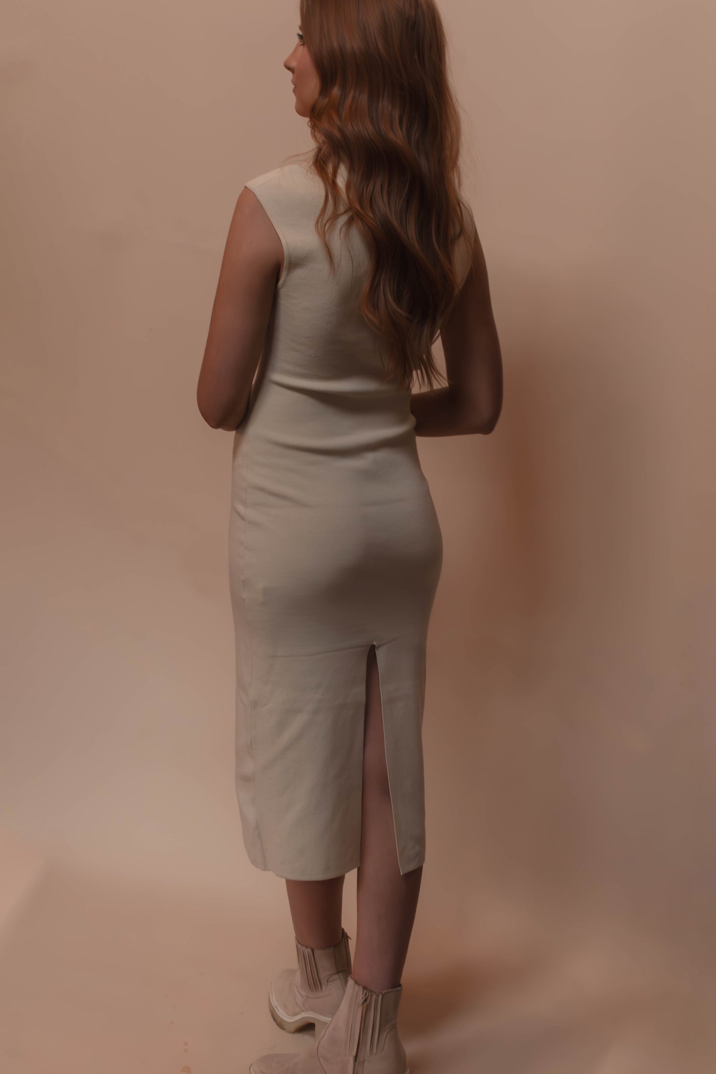 mock neck midi dress