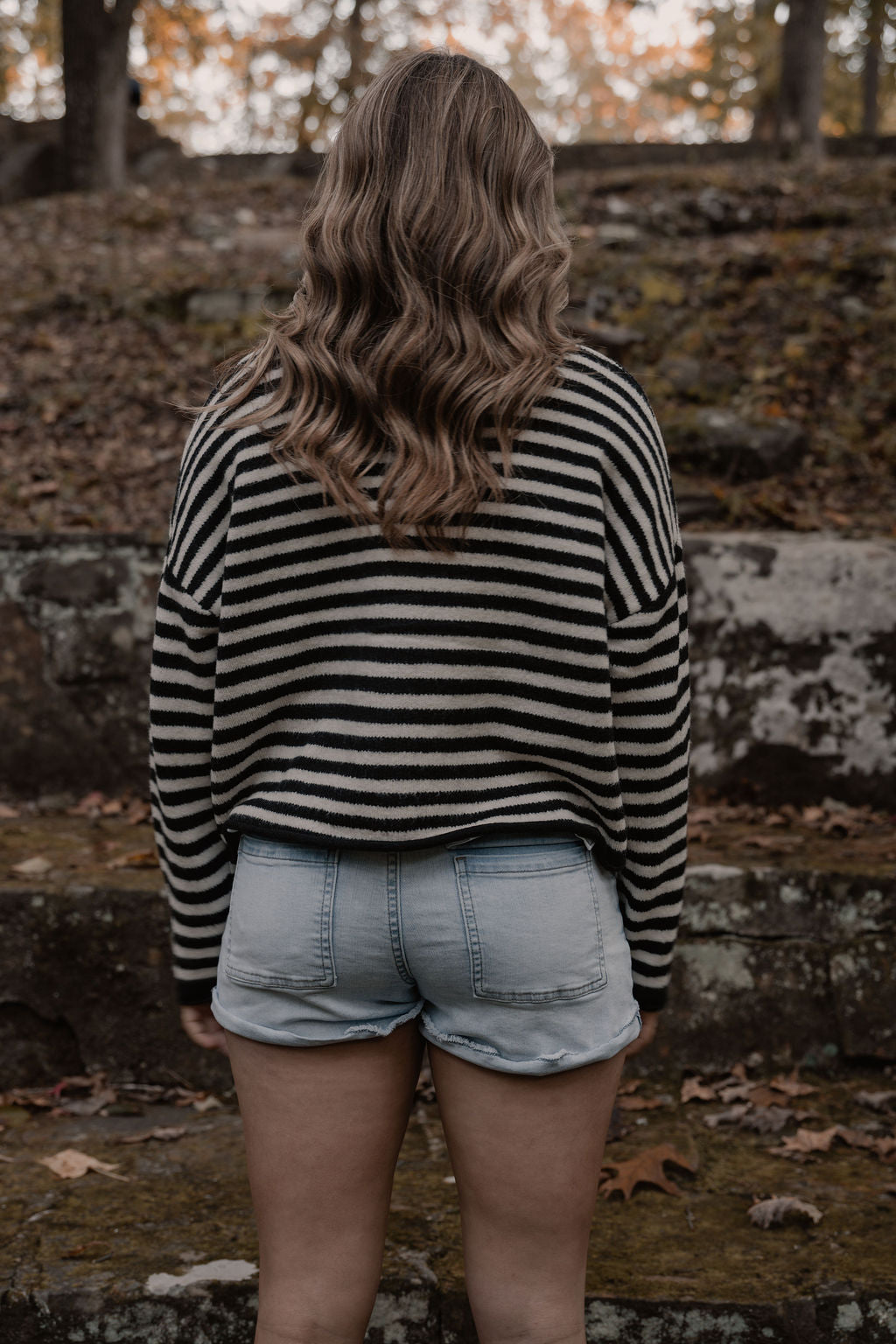 black & white striped button down cardigan