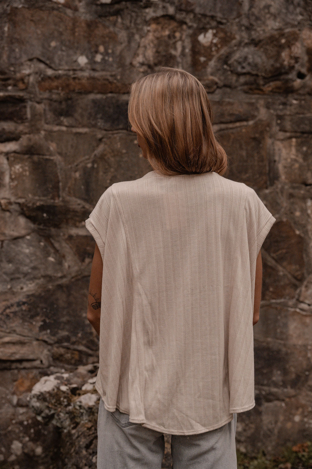 taupe ribbed sleeveless top