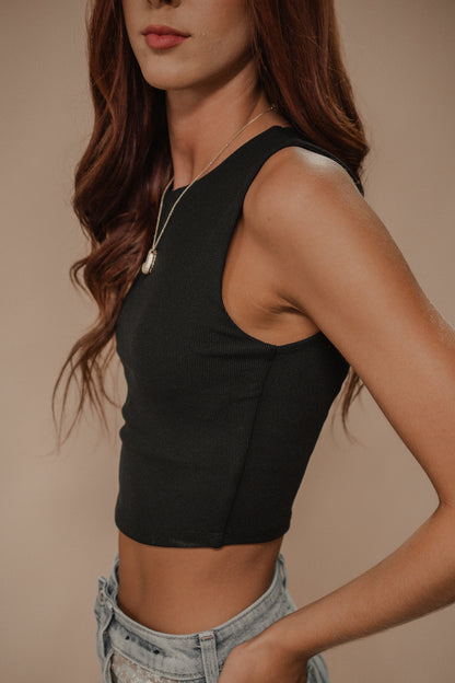ribbed sleeveless crop top