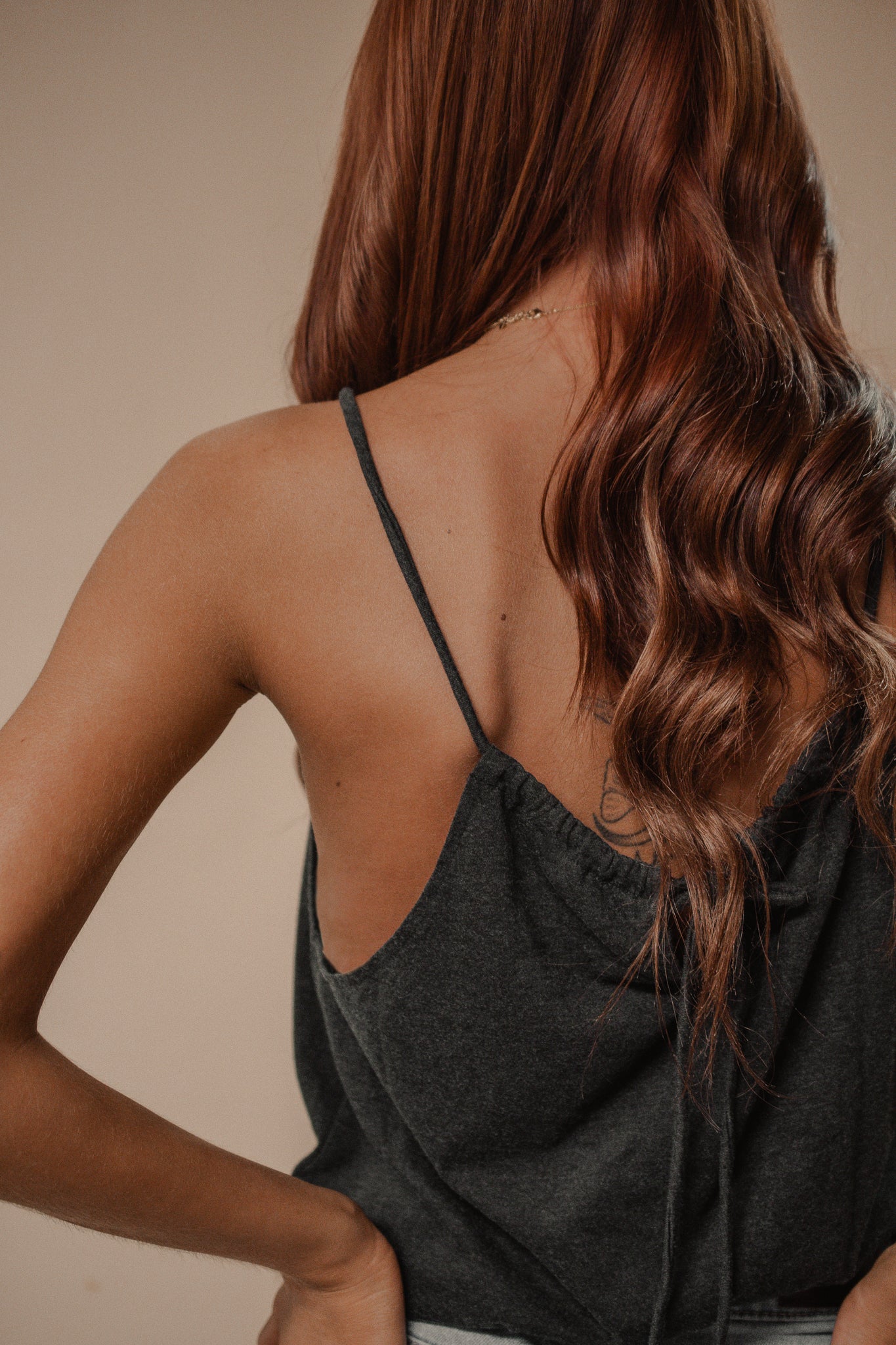 high neck black tank