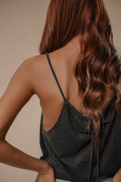 high neck black tank