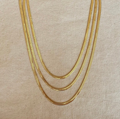 18k gold filled 4 mm herringbone chain necklace