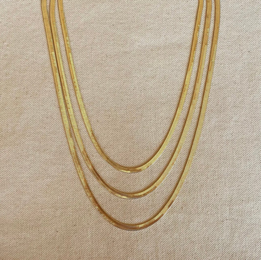 18k gold filled 4 mm herringbone chain necklace