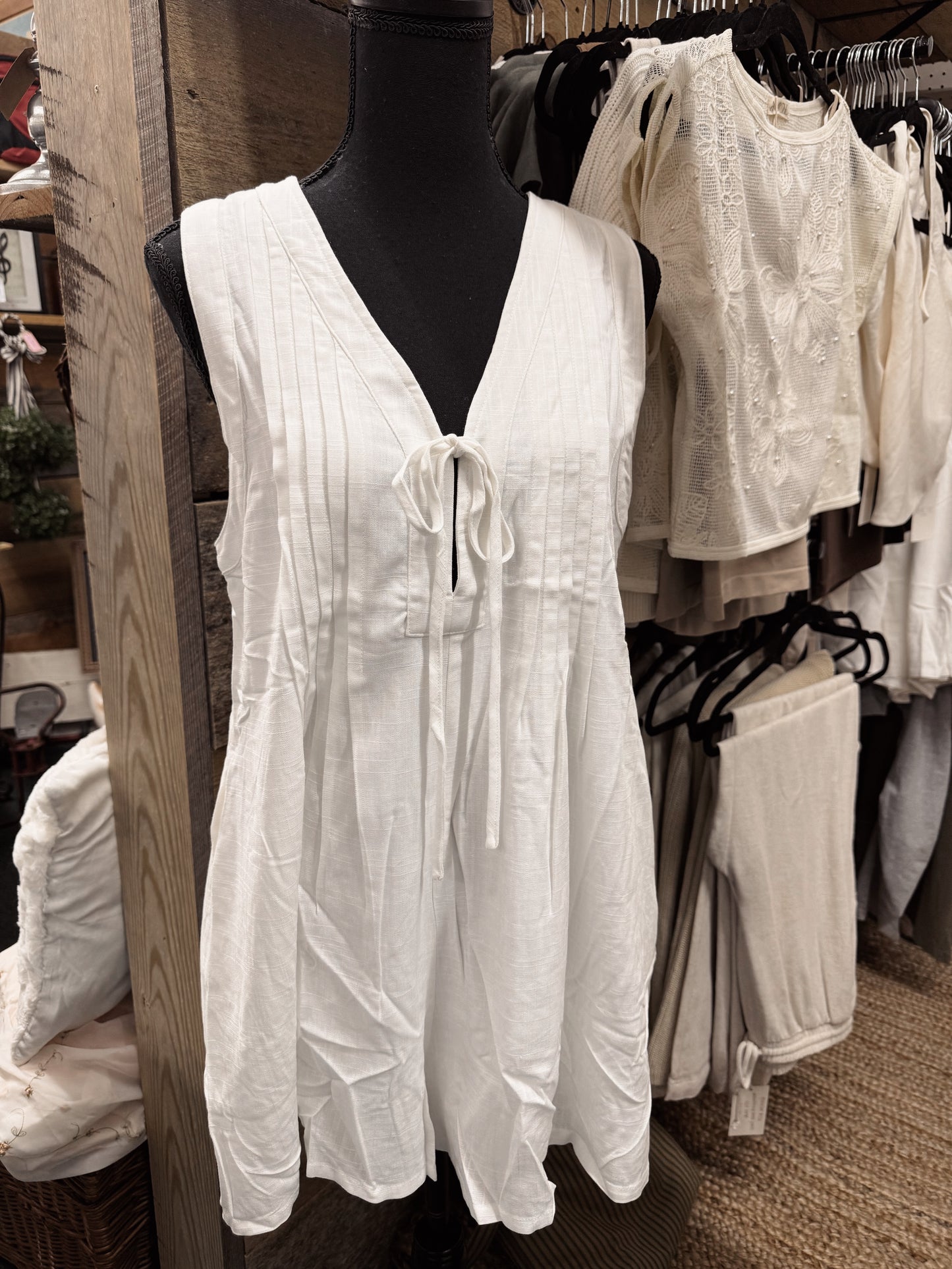 white tie front romper