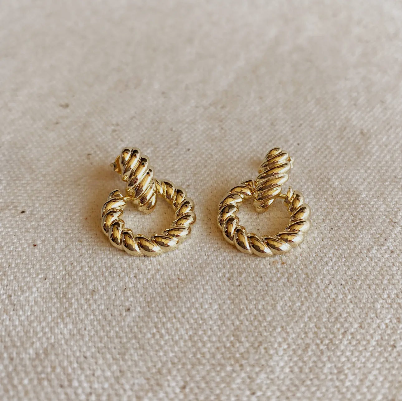 18k gold filled croissant drop earrings