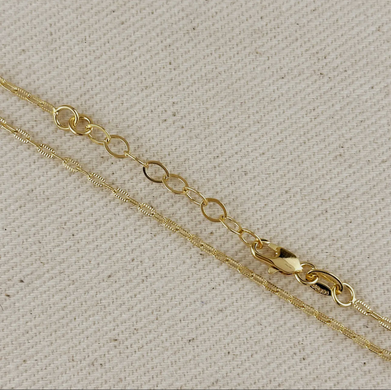 18k gold filled mini diamond cut paper clip chain
