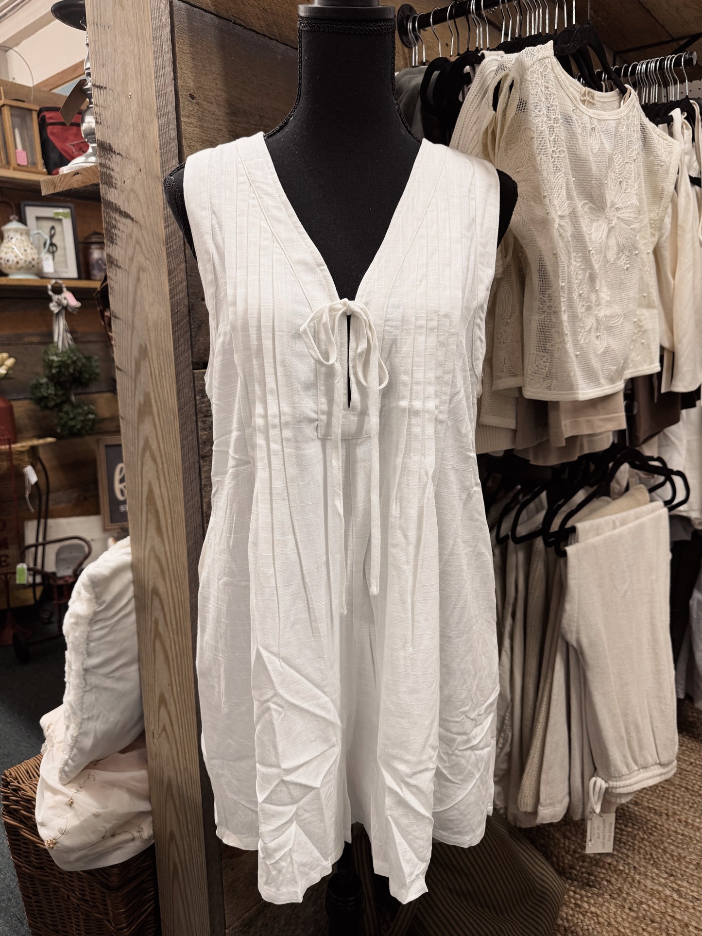 white tie front romper