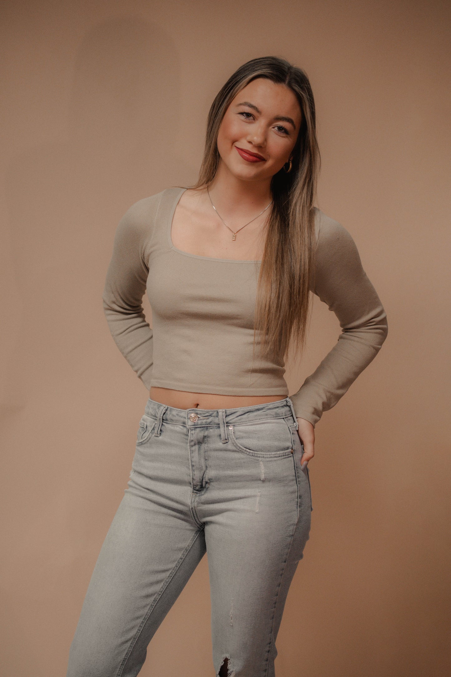 square-neck seamless long sleeve