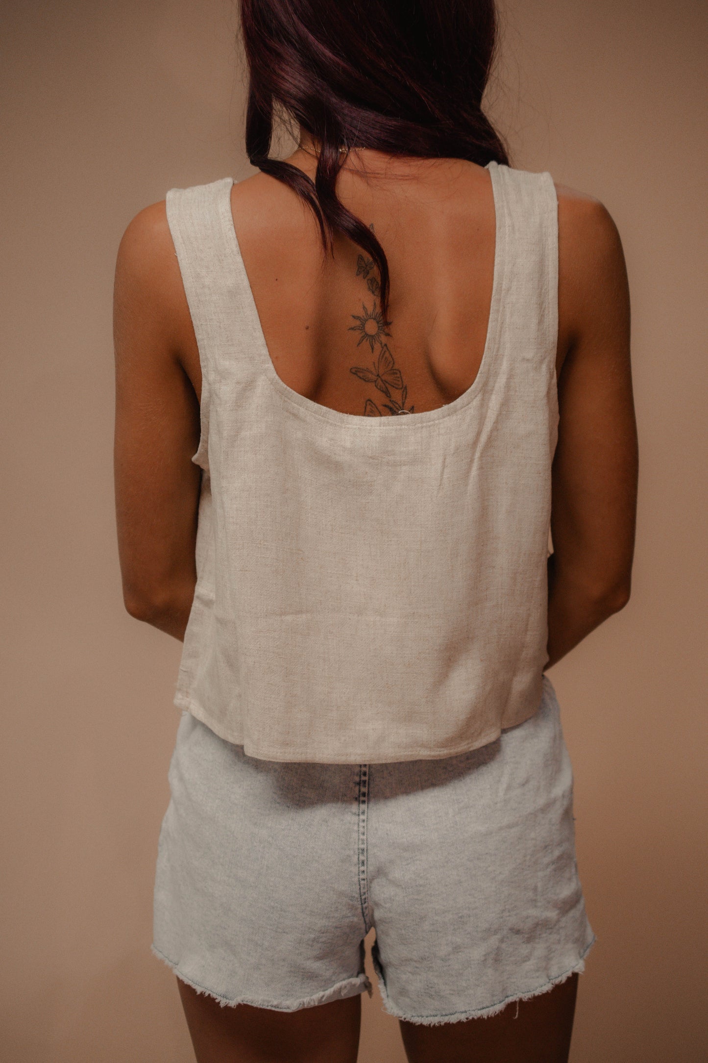 square neck linen tank