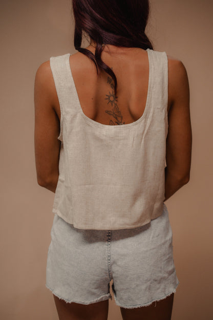 square neck linen tank