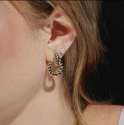 18k gold filled croissant drop earrings