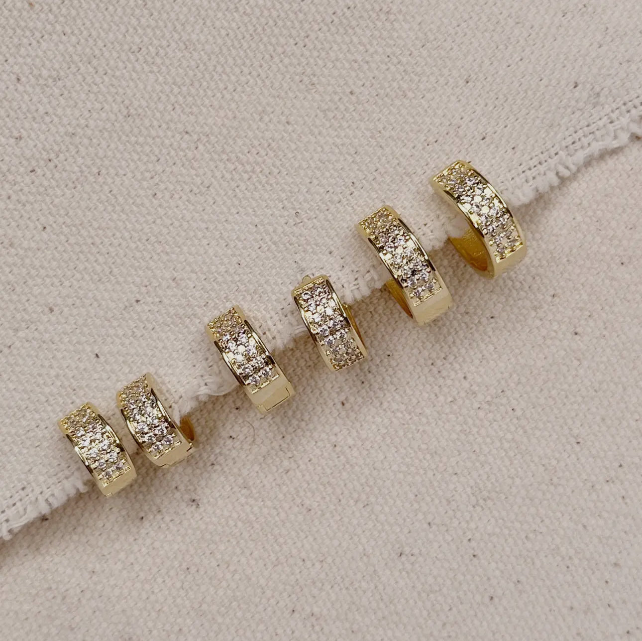 18k gold filled wide mini diamond hoop earrings