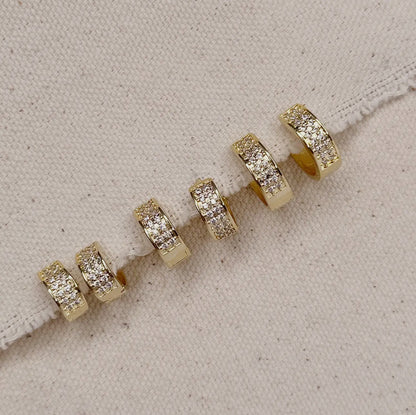 18k gold filled wide mini diamond hoop earrings