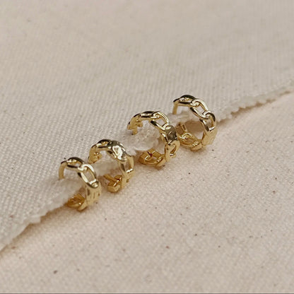 18k gold filled cuban chain hoop earrings