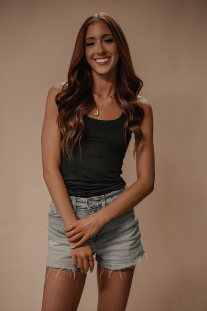 scoop neck black tank