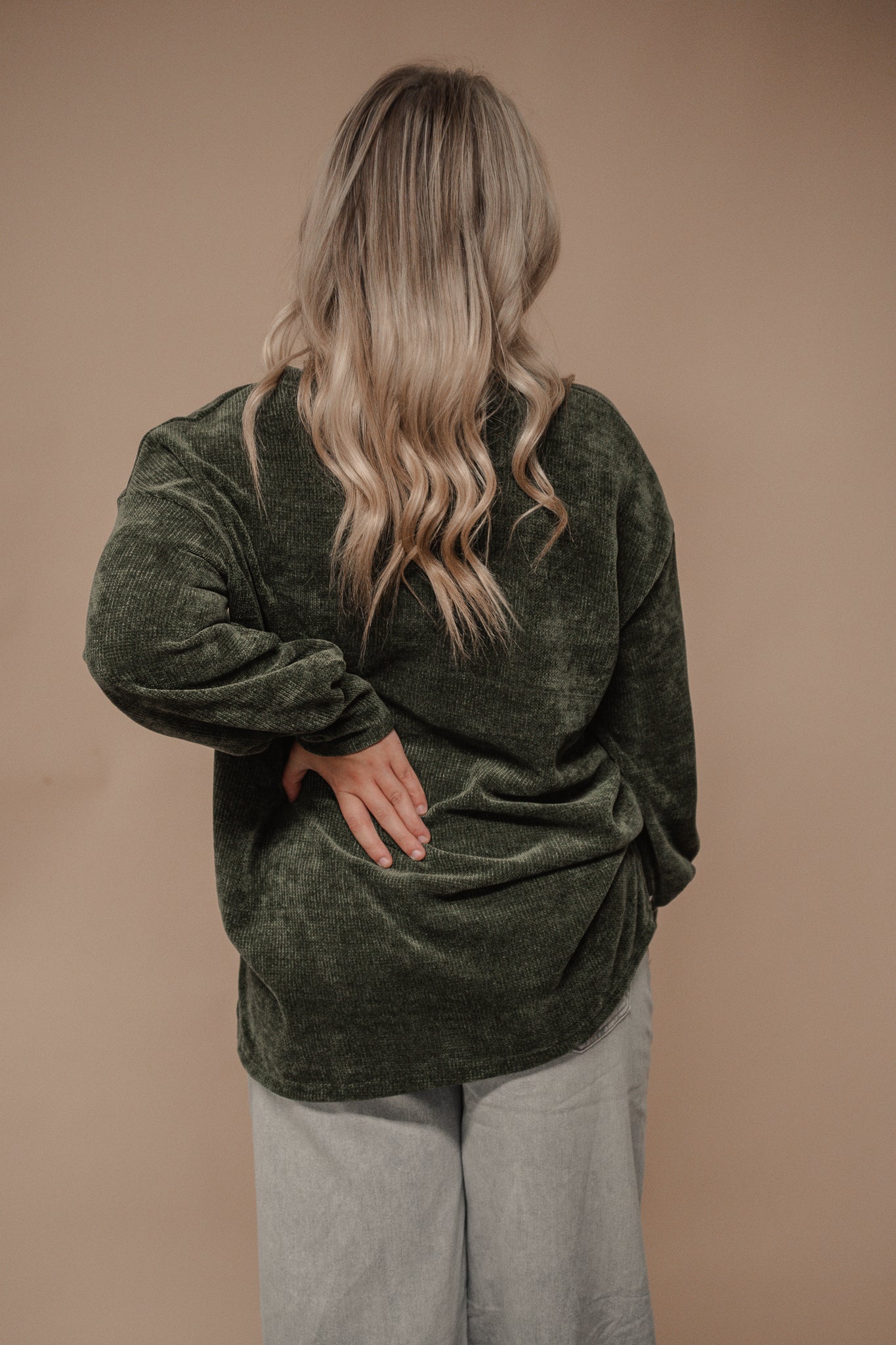 green chenille sweater