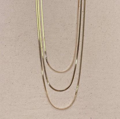 18k gold gilled thin herringbone chain