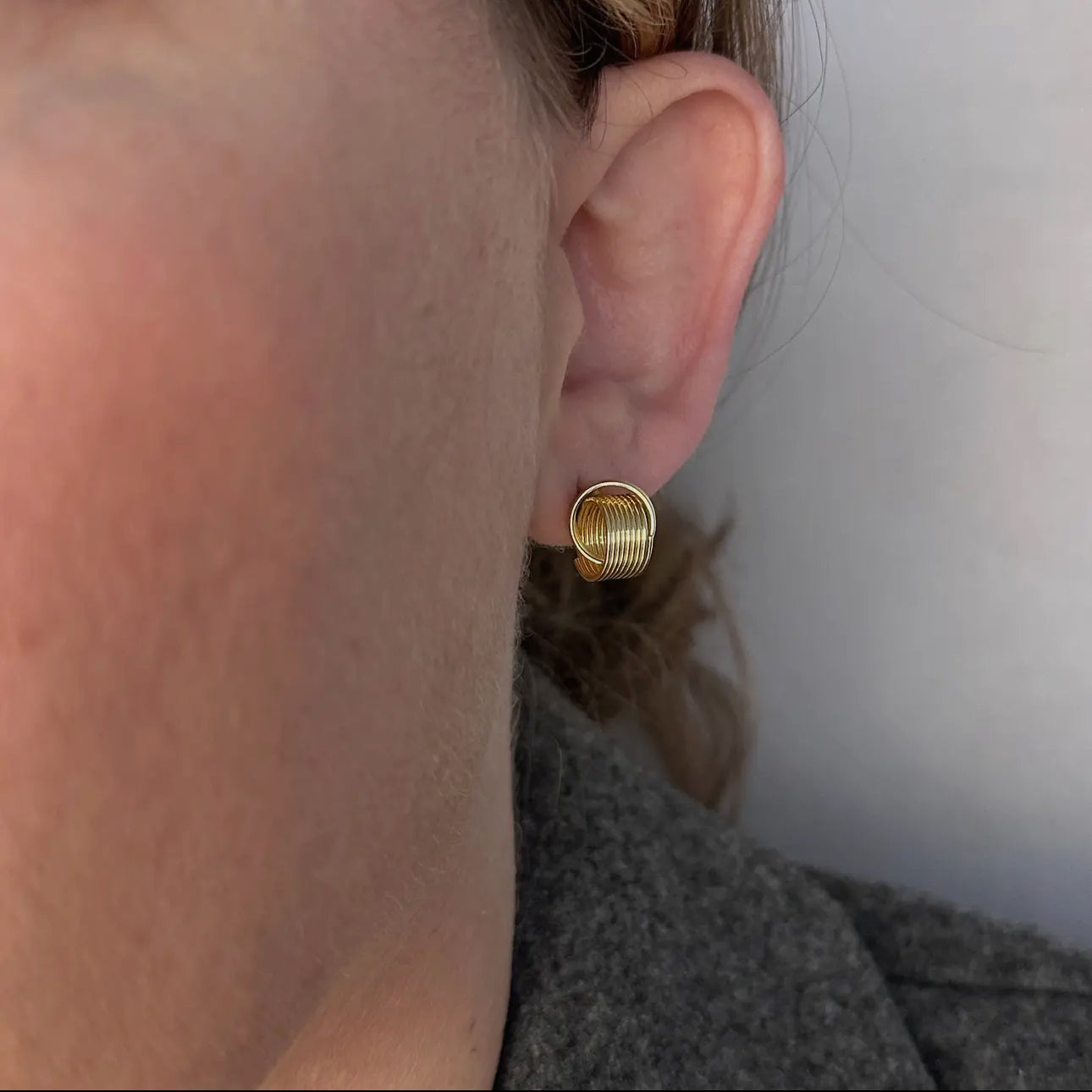 18k gold filled wire knot stud earrings