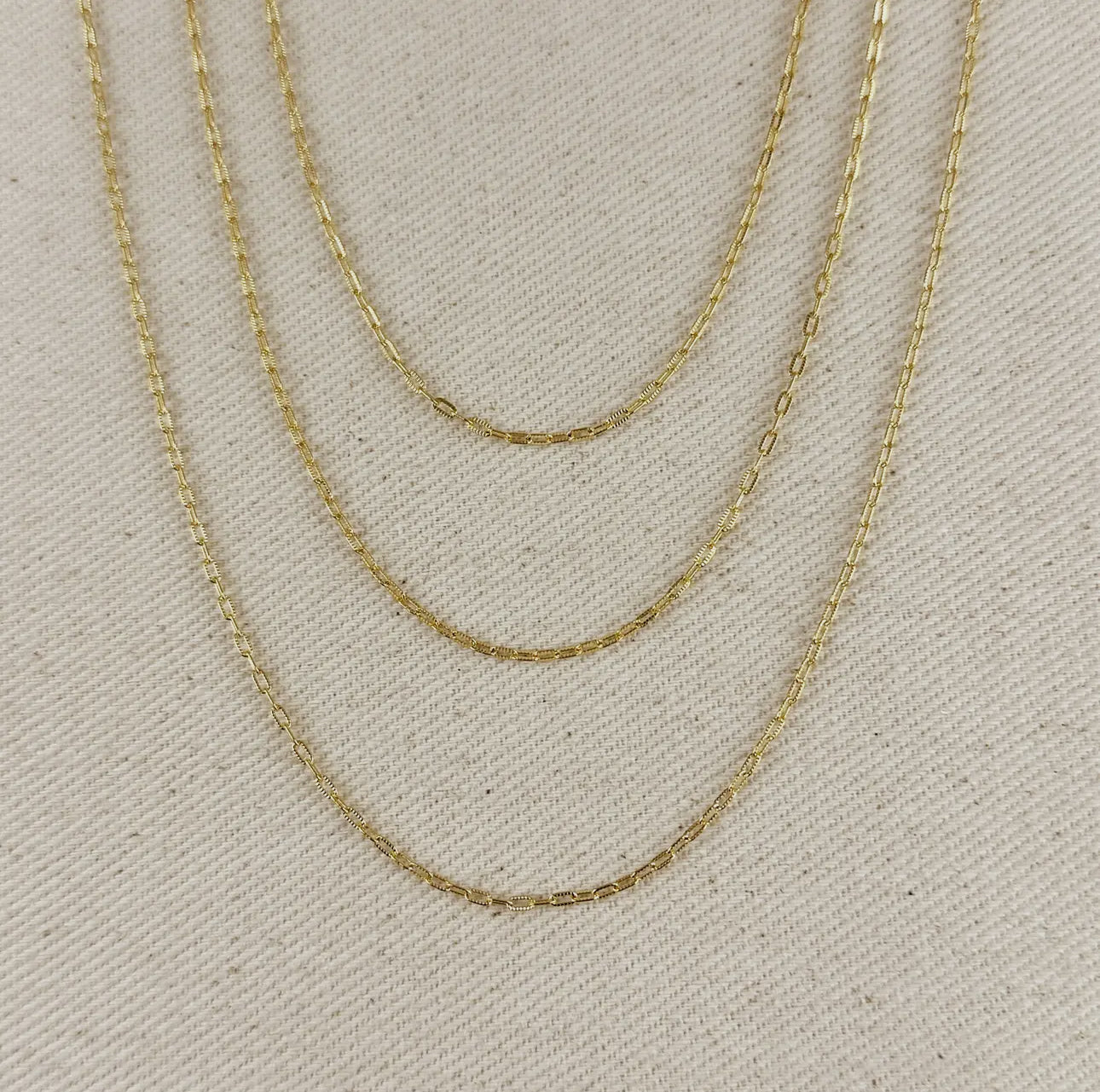 18k gold filled mini diamond cut paper clip chain