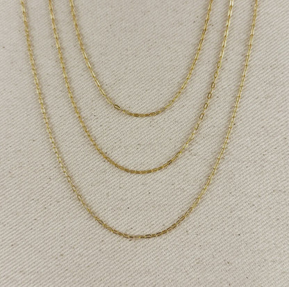 18k gold filled mini diamond cut paper clip chain