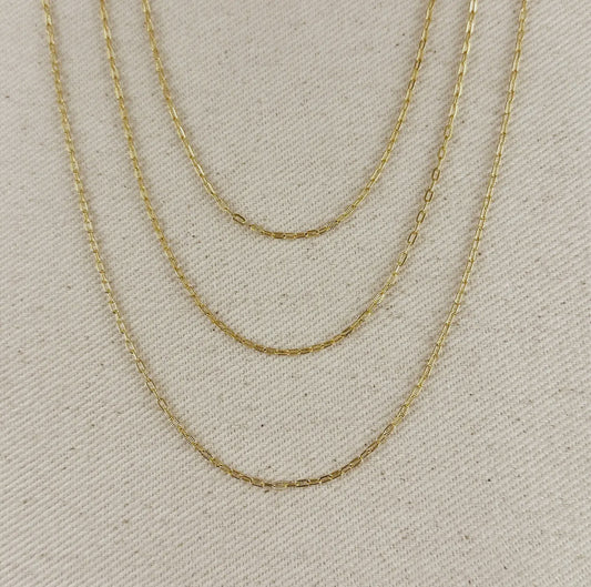 18k gold filled mini diamond cut paper clip chain