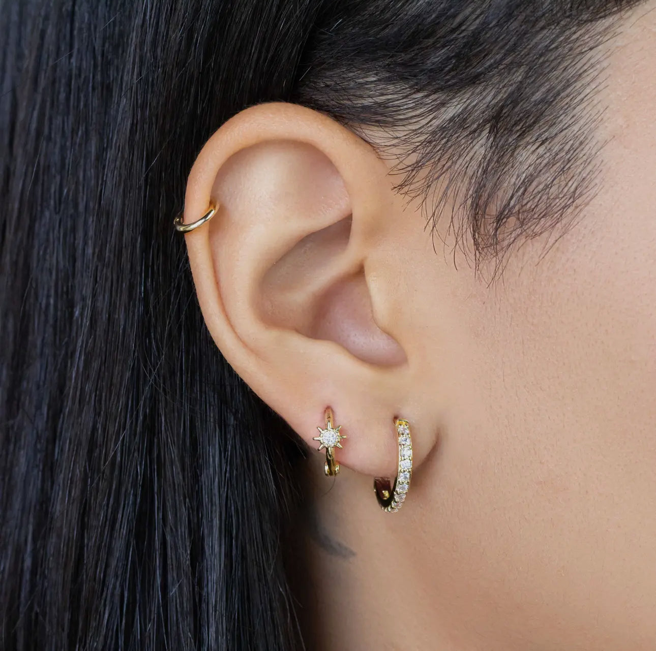 18k gold filled mini diamond hoop earrings