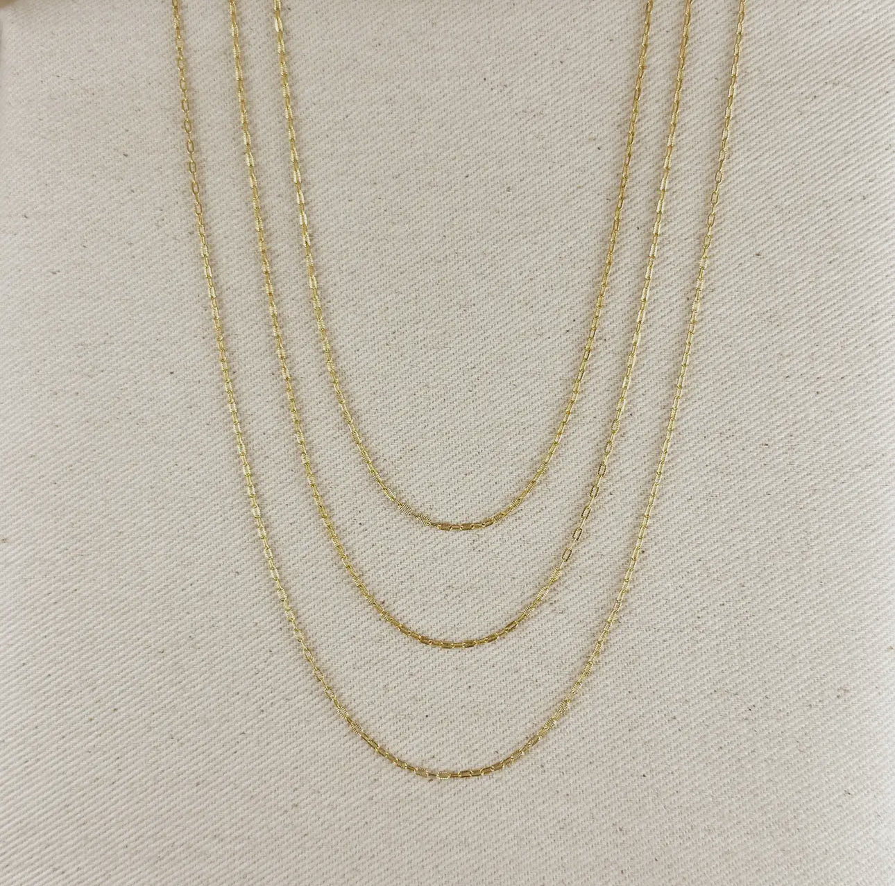 18k gold filled mini diamond cut paper clip chain