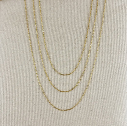 18k gold filled mini diamond cut paper clip chain