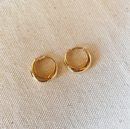 18k gold filled artisan style clicker hoop earrings