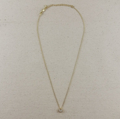 18k gold filled solitaire diamond charm necklace