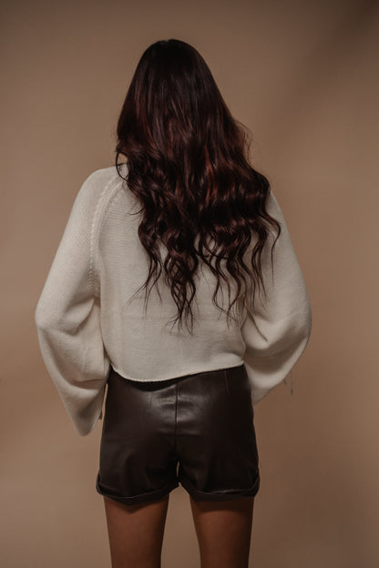 high waisted faux leather shorts