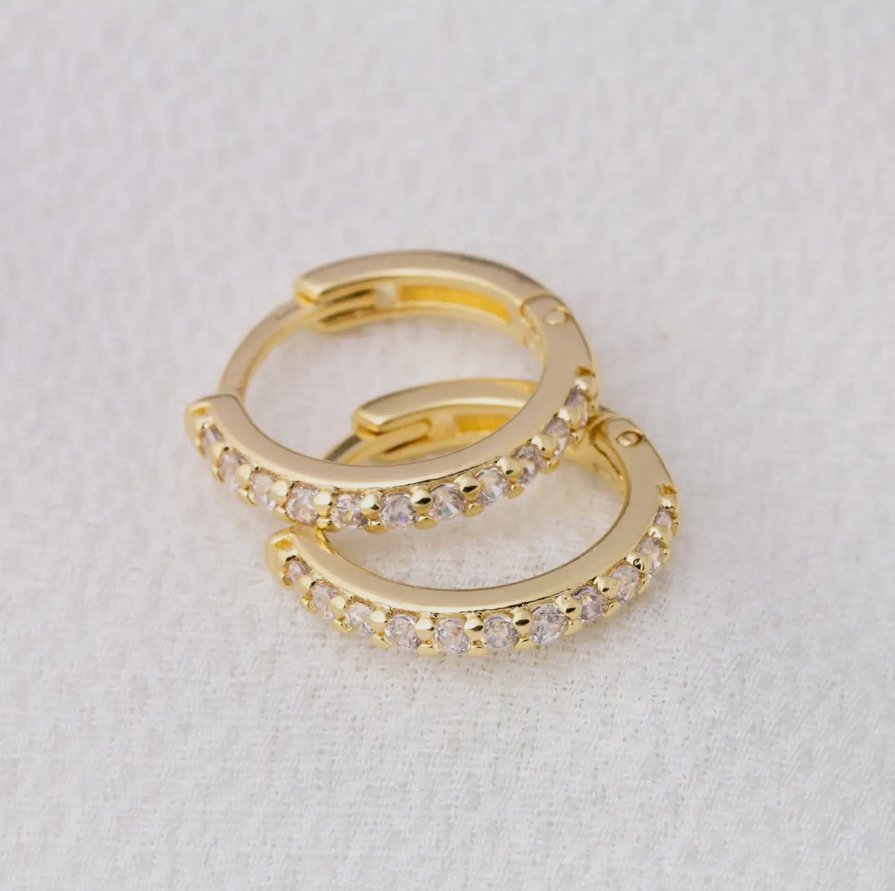 18k gold filled mini diamond hoop earrings