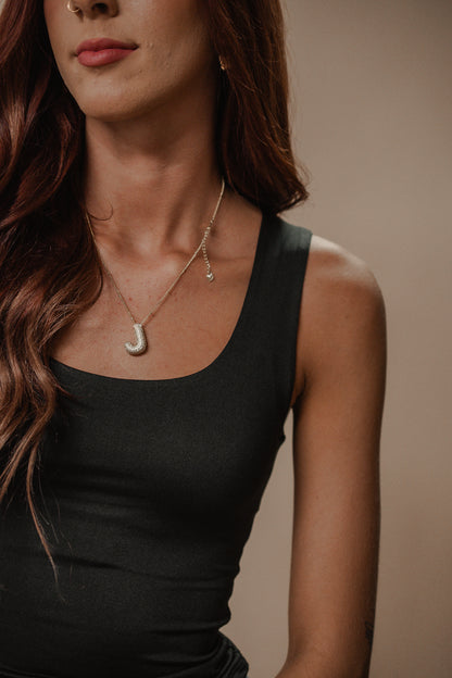 scoop neck black tank
