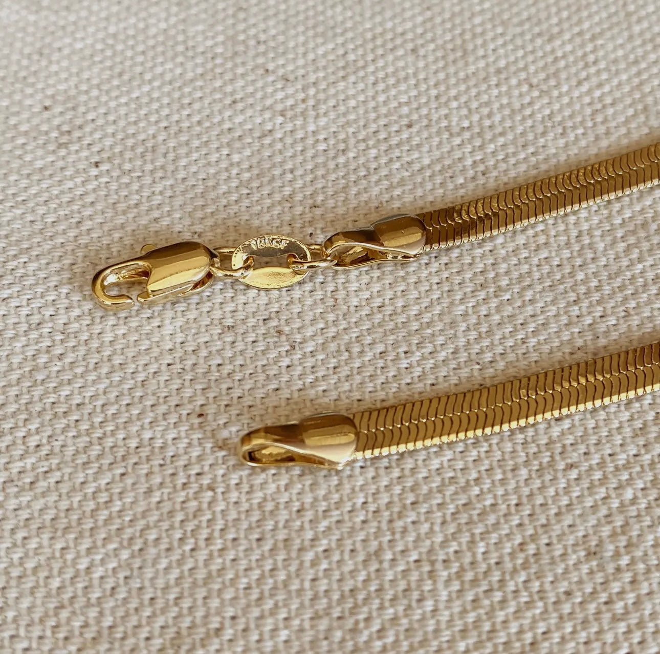 18k gold filled 4 mm herringbone chain necklace