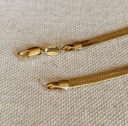 18k gold filled 4 mm herringbone chain necklace